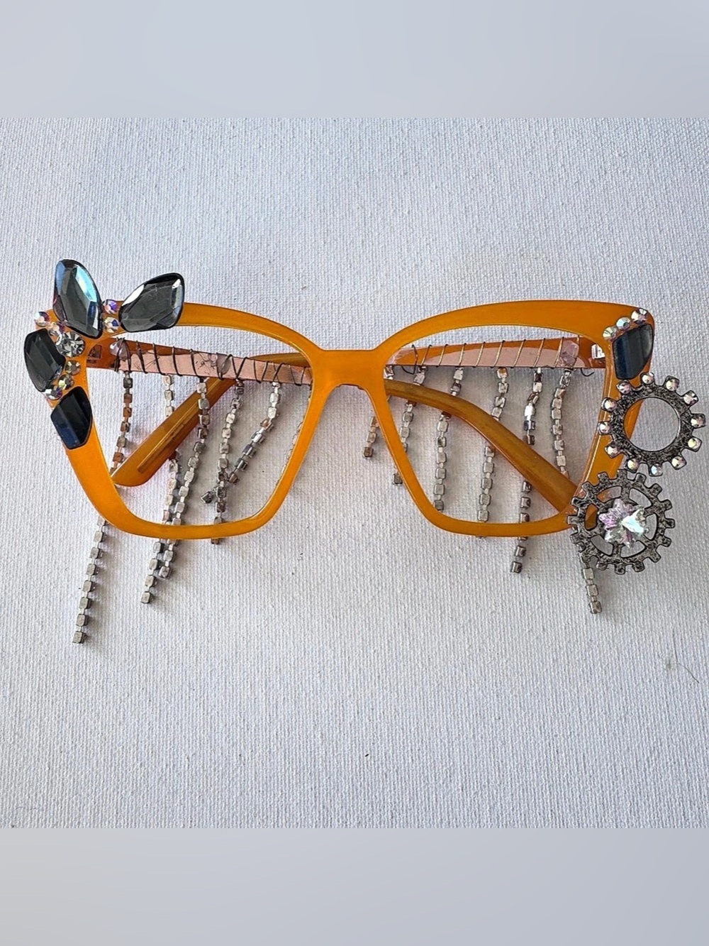 Orange Yellow Custom Hand Made festival costume glasses lensless worker bee